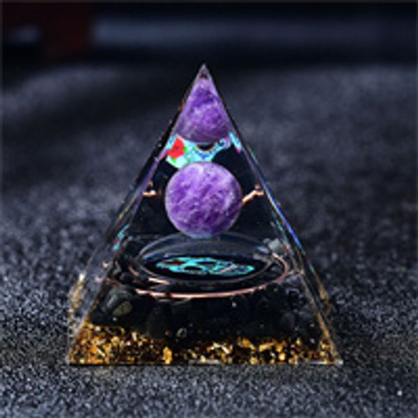 Magische Orgonit-Pyramide, Heim-DIY, Hirsch-Chakra, Amethyst-Quarz-Kugel, Obsidian-Basis, Heilkristall-Kugel, Dekoration, Sammlung, Geschenk