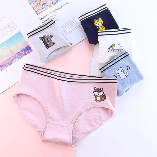 

women's panties underwear cute cartoon boxer briefs cotton, Black;pink