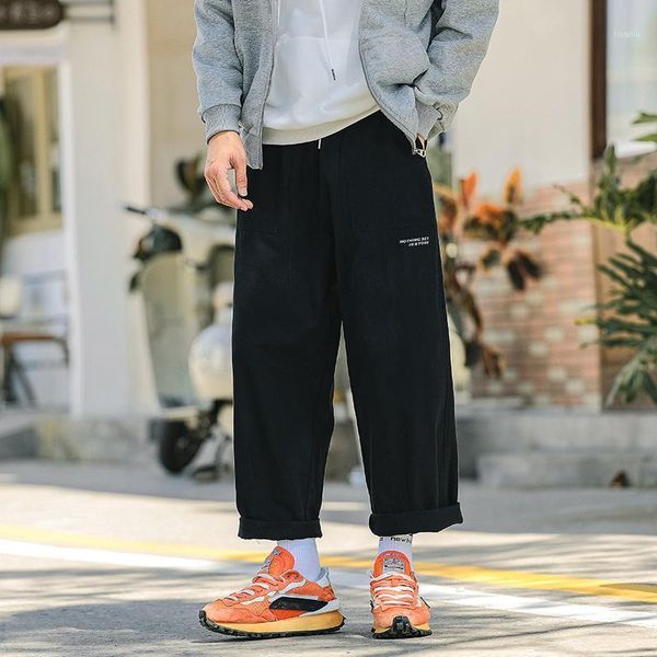 

men's pants tfetters 2021 autumn winter overalls men straight japanese streetwear drawstring retro loose casual for clothing, Black