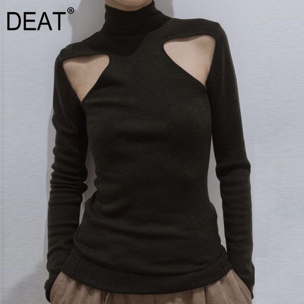 

knitting sweater slim fit turtleneck long sleeve women black hollow solid pullovers fashion spring autumn 7d7395 210421, White;black