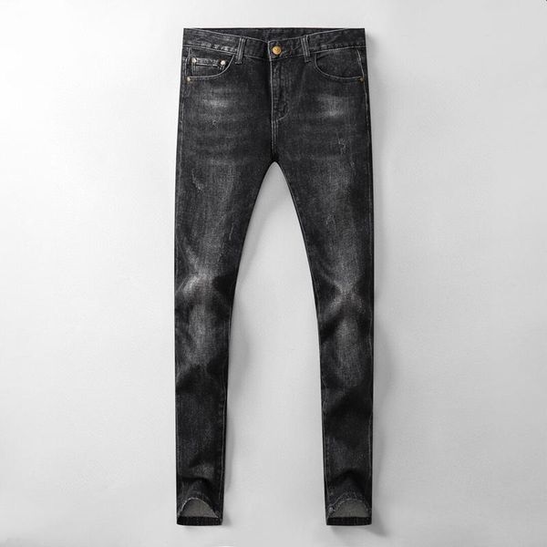 

stretch eagle badge homme fashion jeans men casual slim classic denim pants trousers men's, Blue