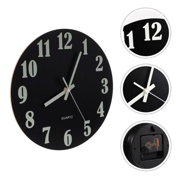 

wall clocks wooden clock luminous round shape hanging decoration battery