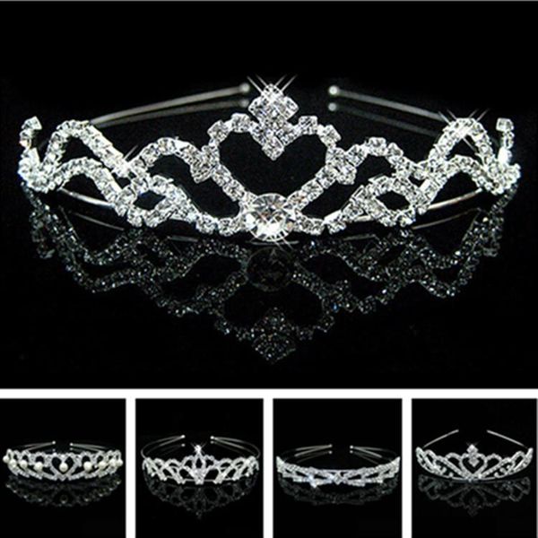 

hair clips & barrettes wedding prom well party princess flower girl bride pearl crystal crown and tiara headband bandage on head jewelry acc, Golden;silver