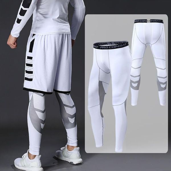 

compression male tights leggings women pants running gym sport fitness quick dry fit joggings workout white black trousers