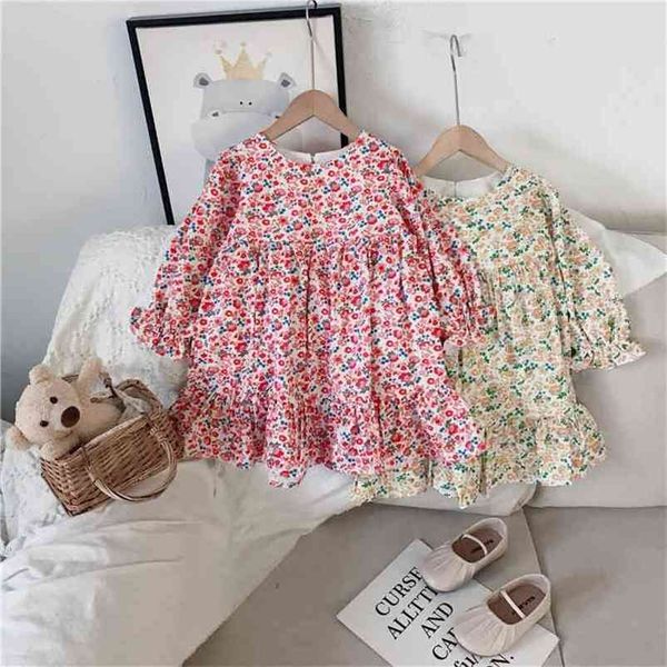 

gooporson spring kids dresses for girls flower long sleeve princess dress party birthday korean fashion little children costume 210715, Red;yellow