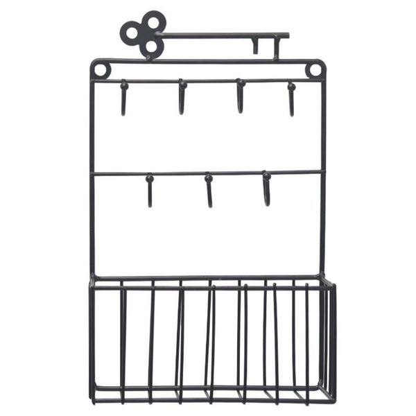 

hooks & rails wall mounted mail and key holder 7 hook rack organizer pocket letter sorter for entryway kitchen home office decor