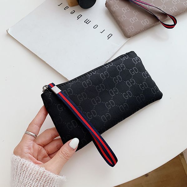 

2021 zipper mobile phone long wallet women's oxford cloth thickened storage bag key bag mini wrist, Red;black