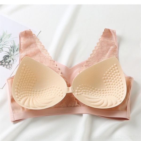 

i7k 2021sports bra lacewithout steel ring latex underwear women women's underwear lace open back silk bra shockproof, Red;black