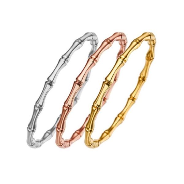 

bangle 2021 stainless steel gold bamboo bracelets & bangles for women titanium rose fashion jewelry girl friend gifts, Black