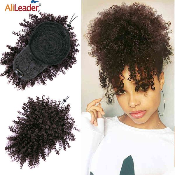 

alileader 1pcs 12inch kinky curly hair clips in synthetic clip on fringe bangs black brown