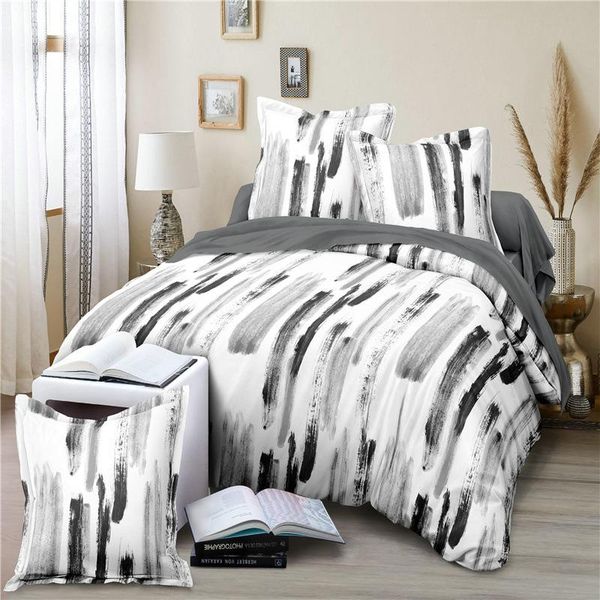

bedding sets black white art texture simple comforter set modern home textile king  twin size bed linen duvet cover