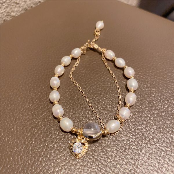 

beaded, strands wholesale love baroque freshwater pearl bracelet summer double-layer all match natural carrying strap girlfriend gifts for m, Black