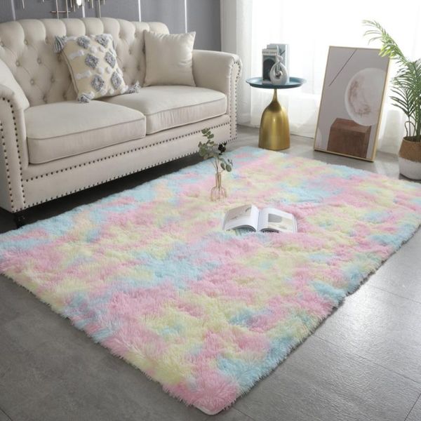 

carpets colorful shaggy carpet for living room bedside rugs rainbow color soft fluffy plush bedroom home decor