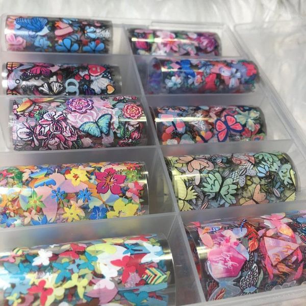 

foil kit 10rolls 1 box nail art set - transfer 10pcs butterfly foils for art, fd6561, Black