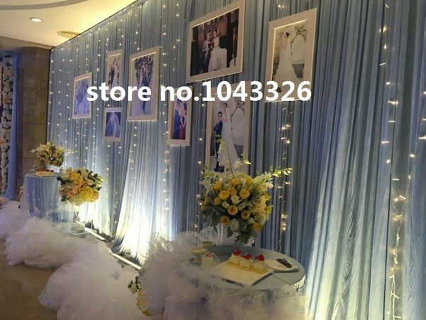 

party decoration tripled folding 3*6m 10ft*20ft wedding supply wall drapery curtain and event backdrop can with led lights