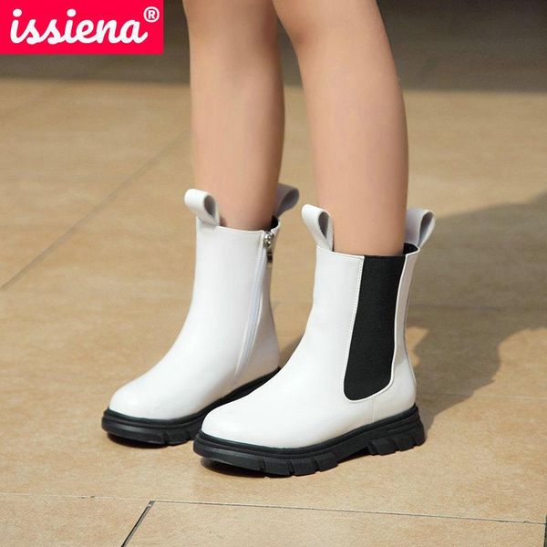 

boots issiena 2021 children ankle winter warm pu leather kids fashion rubber baby girls size 26-39, Black;grey