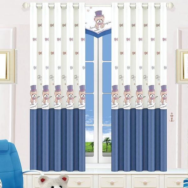 

cartoon bear printing velvet linen curtain fabric children's room blackout curtains & drapes
