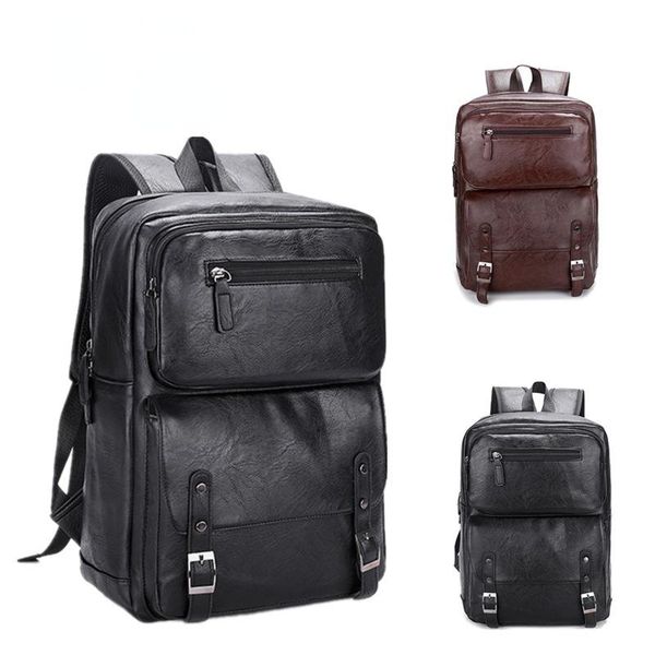 

backpack men 2021 big size pu leather casual business computer bag fashion large-capacity travel