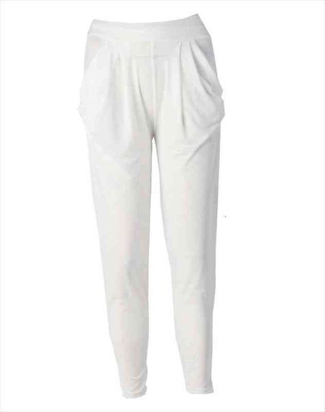 

casual style full length women pant skinny solid color high elastic waist pleated viscose fashion harem, Black;white