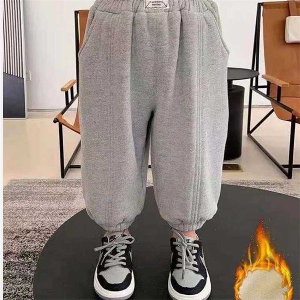 

fashion baby boy girl casual pant loose warm fleece lining infant toddler child sport winter trousers jogger pant cotton 1-8y 211103, Blue