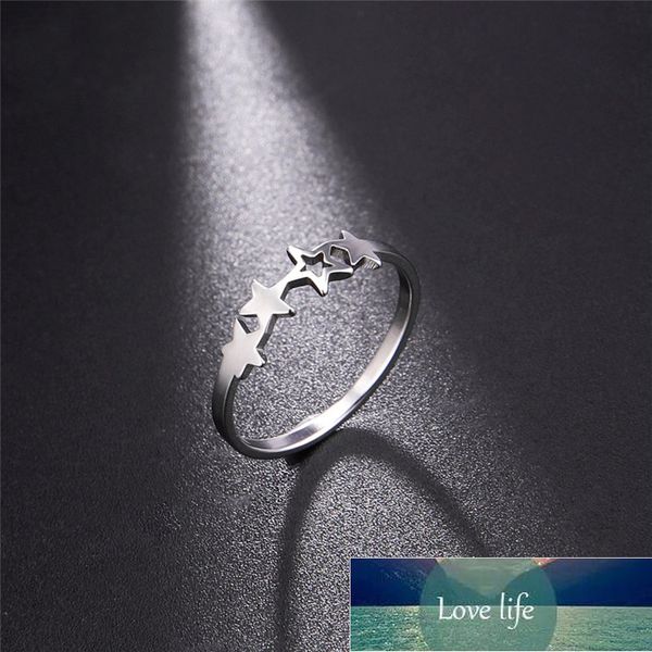 

rinhoo stainless steel hollow pentagram star ring for women silver color ring female wedding party gifts stainless steel jewelr factory pric