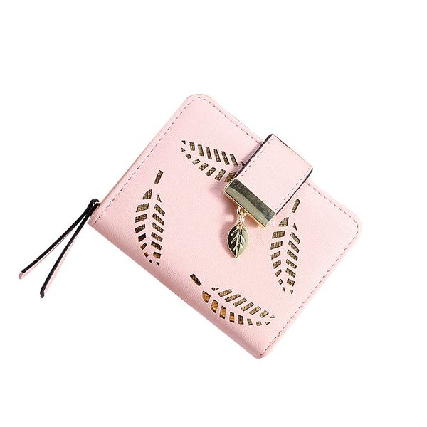 

purse new zipper buckle purse leaf short wallet coin hollow wallet card holder women's women's nptwe, Red;black