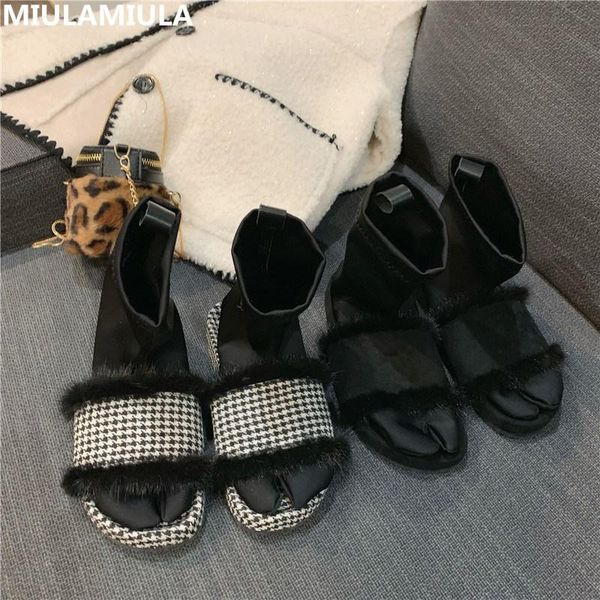 

autumn fashion luxury designer with split-toe sock women slippers black gingham mules slip-on loafers flip flops