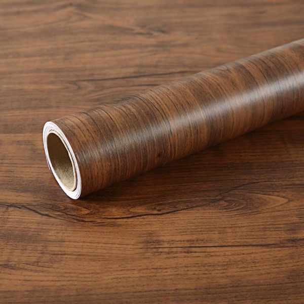 

wallpapers thickened waterproof self-adhesive wood grain paper wallpaper old cabinet furniture refurbished sticker brown
