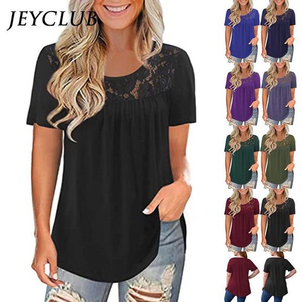 

women's t-shirt women summer clothing oversize lace tshirt o neck short sleeve tunic patchwork ruffle basic casual loose tee, White