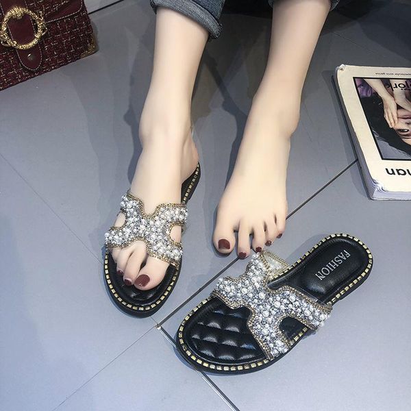 

sandals shoes women slippers 35-43 women's summer 41 flat bottom flip 42 sandales femmes sandalias, Black