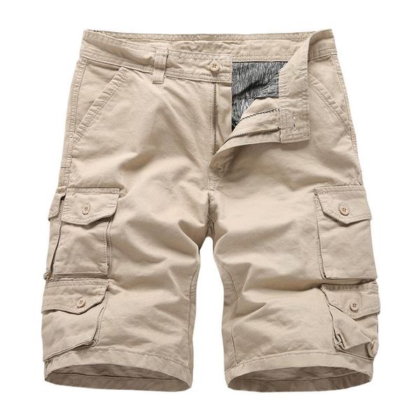 

men's shorts brand tide 2021 summer workwear solid color five-point pants multi-pocket sports foreign trade, White;black