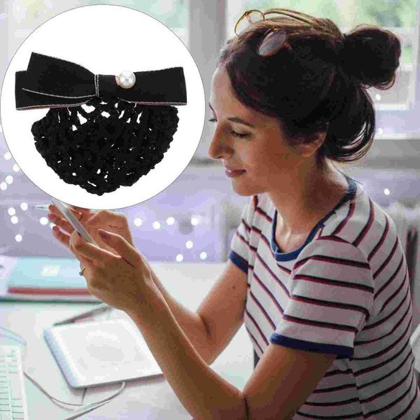 

hair clips professional office elastic bun bow-knot headdress snood for