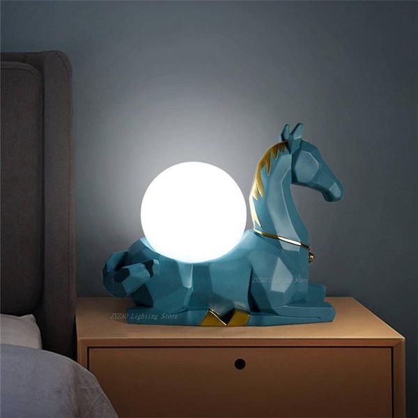 

table lamps art deco resin horse lamp for living room home decor baby bedroom led desk children bedside lights fixtures