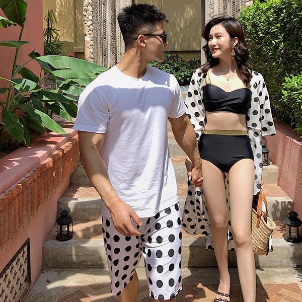 

one-piece suits fashion couple beachwear orange print swimwear bikini for couples