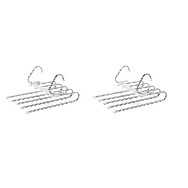 

hangers & racks 2 pack space saving pants multiple layered metal stainless steel rack for scarf jeans trousers