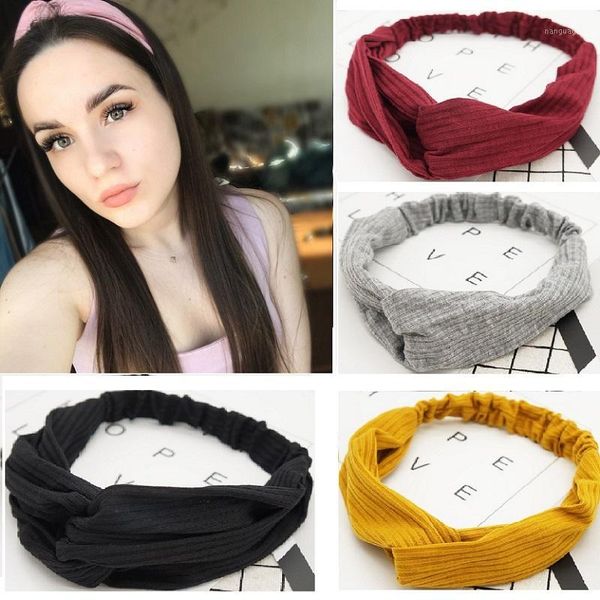

women spring autumn suede headband vintage cross knot elastic hair bands soft solid girls hairband accessories1