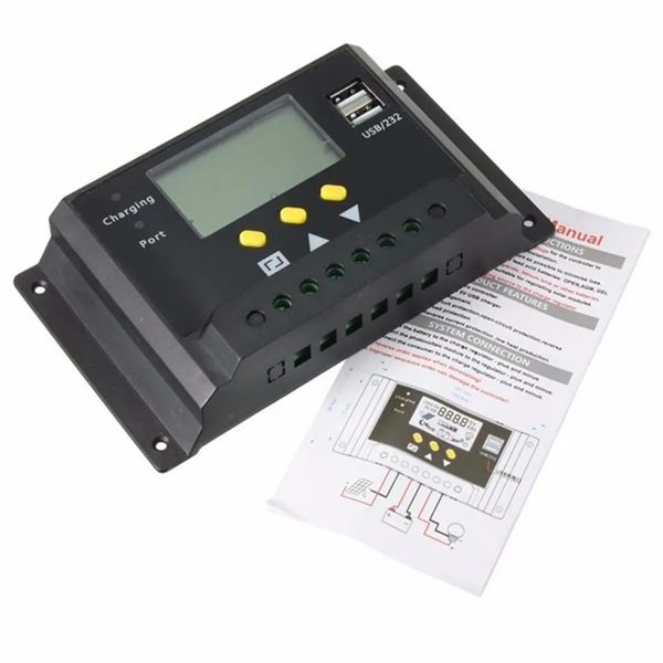 

12v 24v pwm solar panel regulator charge controller usb port