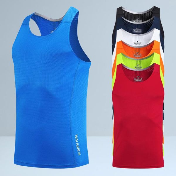 

running jerseys 2021 men's fitness tank shirt sleeveless male breathable mesh sports vest undershirt gyms training, Black;blue