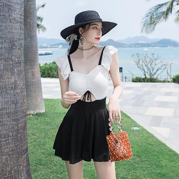 

one-piece suits swimsuit women one piece summer suit 2021 beachwear female skirt fund korea ins bubble print polyester sierra surfer
