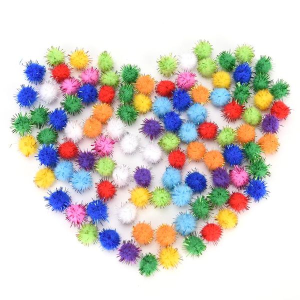 

cat toys 100pcs/lot colorful 15mm sparkly glitter tinsel pompom balls toy small ball