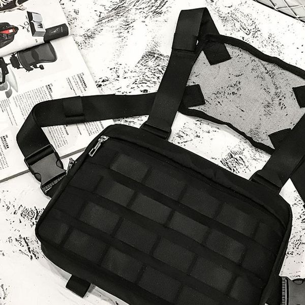 

multi function chest vest waist bag men hip hop nylon shoulderbagtravel streetwear pack