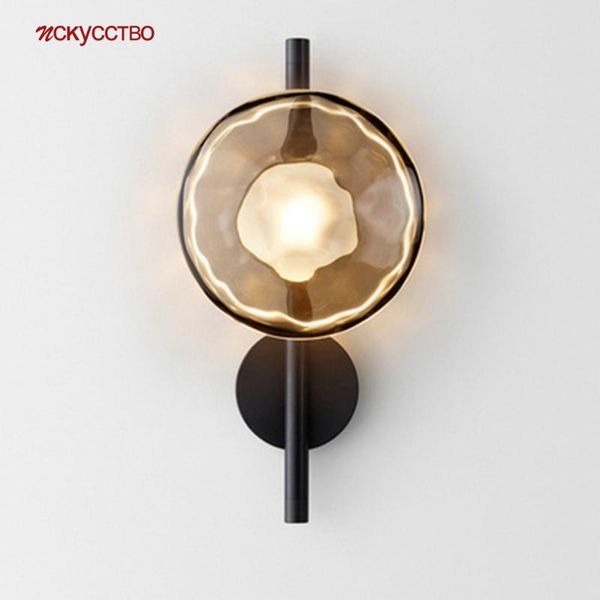 

wall lamp postmodern design colored glass round led luxury loft decor corridor aisle indoor lighting elegant bedroom luminaire
