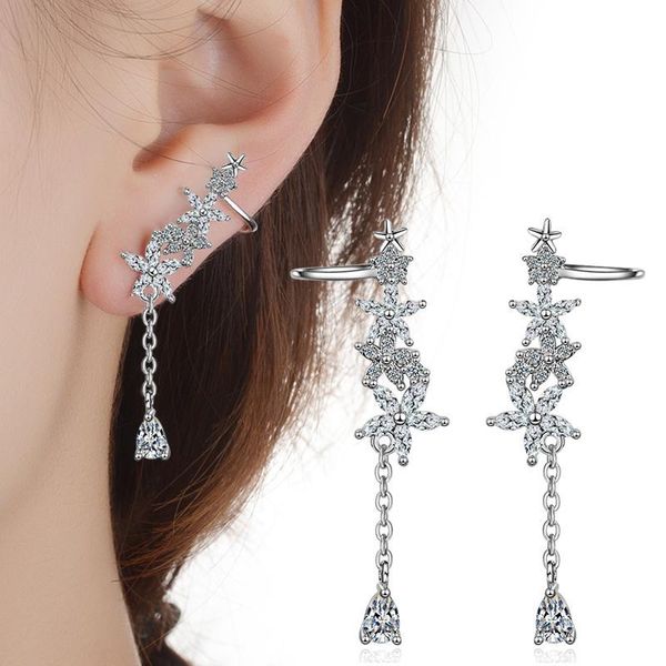 

dangle & chandelier orztoon snowflake crystal fashion luxury cubic zirconia pendant earrings for women's jewelry girl wedding gifts2021, Silver