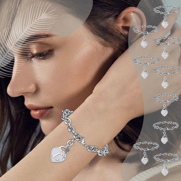 

bangle bracelets on hand 26 english letters and love shaped trendy temperament personality vintage trend couple bracelet gift, Black