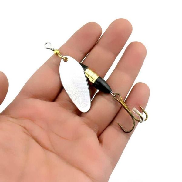 

fishing spoon lure metal jigging baits spinner bait carp sel l9t0 hooks
