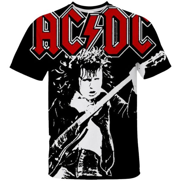 

women's t-shirt ac dc printed rock & roll tee men clothing short sleeve tees 3d female casual print punk clothes, White