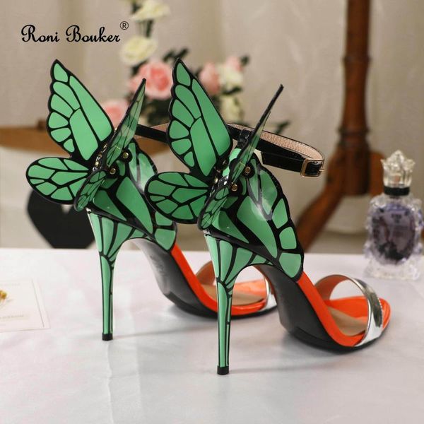 

roni bouker women strappy heels woman sandal high heel genuine leather summer shoes wedding women's wing sandals drop, Black
