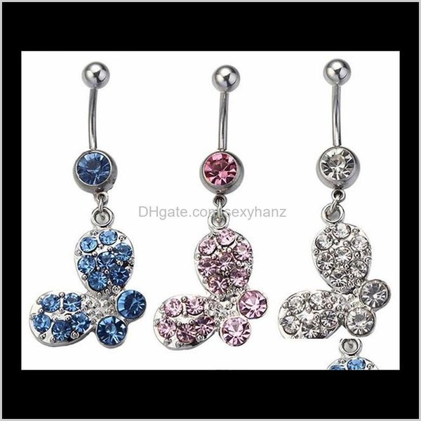 BULL BULTON RINGS DIREITO DE JOONTES DO CORPO 2021 D0373-2 (1 COR) Nice Style Navel Belly Ring 10 PCs Clear Stone Drop With Wholesale Factory