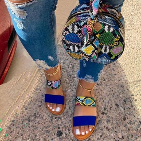 

sandals lapolaka flat heel slip-on snake prints leopard woman shoes shallow leisure casual summer beach fashion, Black