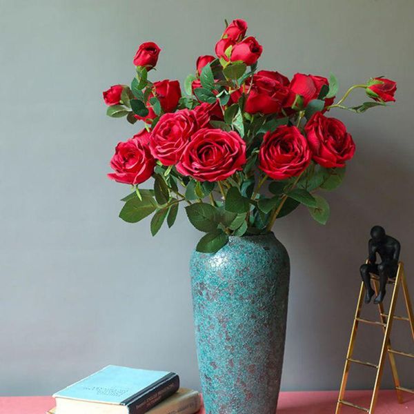 

decorative flowers & wreaths rose silk artificial bouquet fake for home wedding party garden simulation flower decoration table office